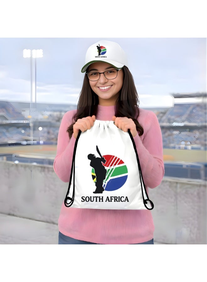 مجموعة كومبو لعشاق الرياضة في جنوب أفريقيا - عبوة من 3 قطع - حقيبة برباط وعلم يدوي وقبعة - مجموعة كومبو لعشاق الرياضة في جنوب أفريقيا - مثالية للمباريات والأحداث الرياضية - Image 4